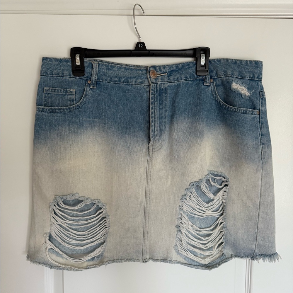 Distressed Denim Skirt